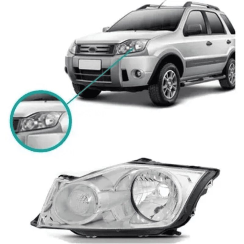 Par Farol Principal Ford Ecosport 2008 2009 2010 2011 2012 Máscara Cromada